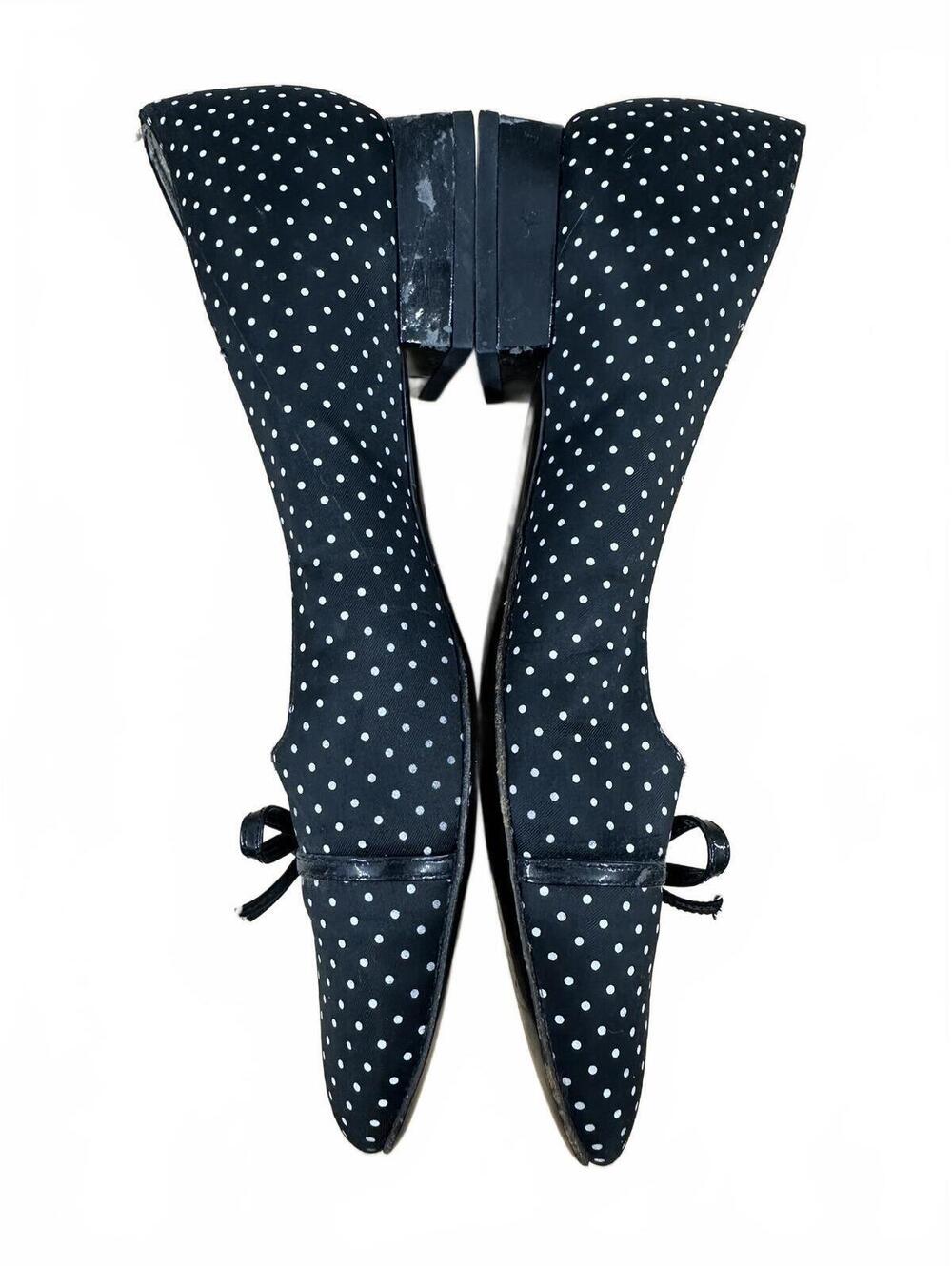 Talbots Black White Polka Dot Bow Flats Y2K Retro Vintage Inspired - Picture 3 of 7